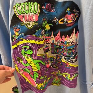 Gecko Hawaii Space Tiki Bar Graphic T-Shirt NWT Size 3XL Hanes Beefy T